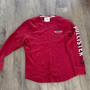 Hollister Red Long Sleeve Shirt with White Logo XL
